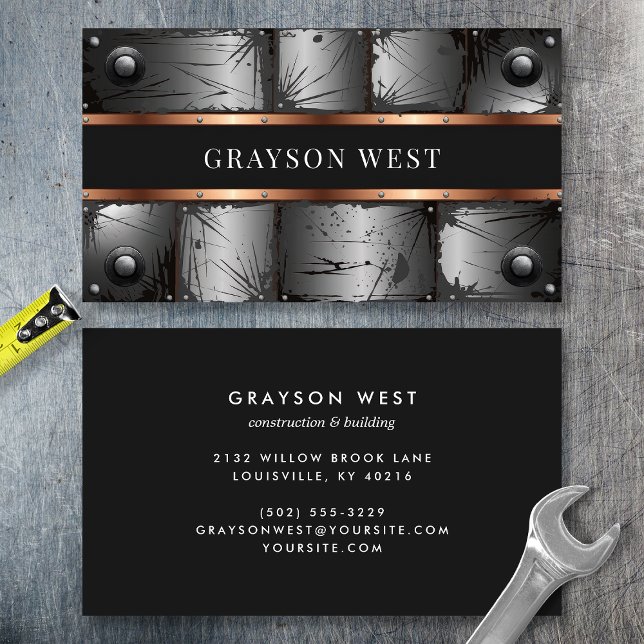 Industrial Riveted Metal and Copper Business Card (Creator Uploaded)