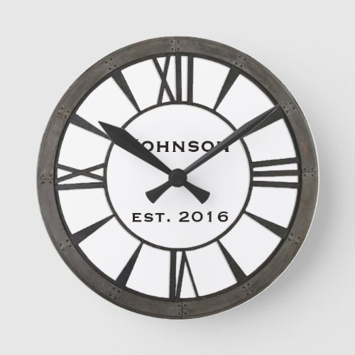 Industrial riveted metal_look custom design round clock