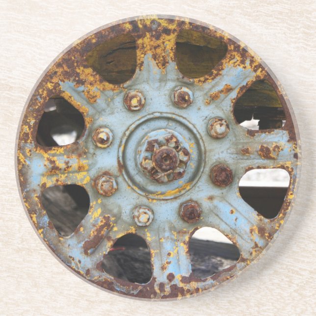 Industrial Rust: Spokes Drink Coaster (Front)