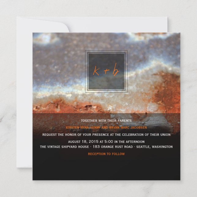 Industrial Rust Steel Grunge Photography Wedding Invitation (Front)