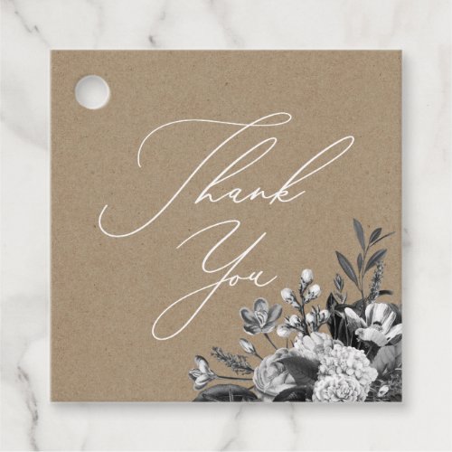 Industrial Rustic Chic Elegant Floral Thank You Favor Tags