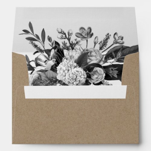 Industrial Rustic Chic Floral Return Address RSVP Envelope