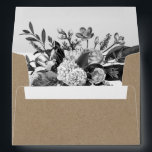 Industrial Rustic Chic Floral Return Address RSVP Envelope<br><div class="desc">Designed to coordinate with our "Industrial Rustic Chic Floral" wedding collection, this envelope evokes pure romance and grace. Featuring a printed Kraft texture background, black and white vintage florals, calligraphy script in white that says "kindly deliver to" and your return address on the back top flap. The monotone florals also...</div>