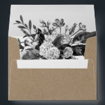 Industrial Rustic Chic Floral Return Address RSVP Envelope<br><div class="desc">Designed to coordinate with our "Industrial Rustic Chic Floral" wedding collection, this envelope evokes pure romance and grace. Featuring a printed Kraft texture background, black and white vintage florals, calligraphy script in white that says "kindly deliver to" and your return address on the back top flap. The monotone florals also...</div>