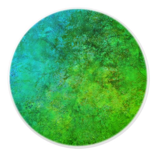 Industrial  Rustic Rust Inspired Art Green Blue  Ceramic Knob