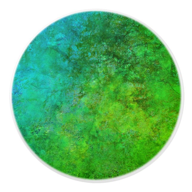 Industrial  Rustic Rust Inspired Art Green Blue  Ceramic Knob (Front)