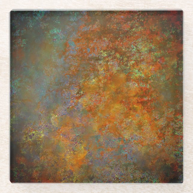 Industrial  Rustic Rust Inspired Art Home Interior Glass Coaster (Front)