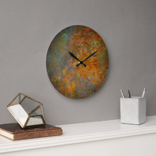 Industrial Rustic Rusty Copper Inspired Art Large Clock