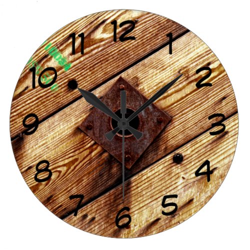 Industrial Rustic Wood Large Clock