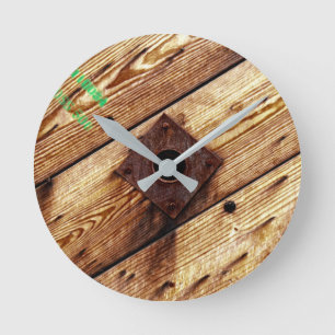 Industrial Rustic Wood Round Clock