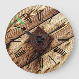 Industrial Rustic Wood Stripes Large Clock
