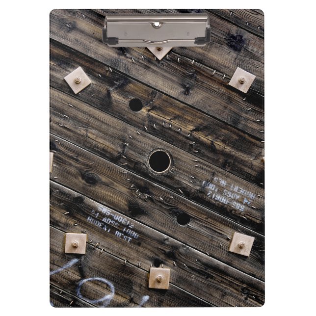 Industrial Rustic Wooden Wire Spool Clipboard (Front)