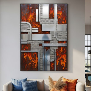 Industrial Rusty Metal Steampunk Geometric Poster