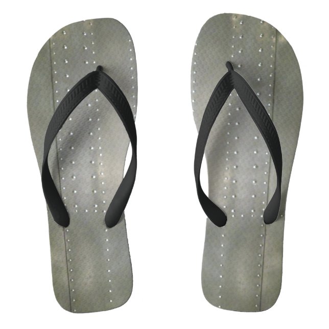 Industrial Silver Metal Effect Photo Flip Flops (Footbed)
