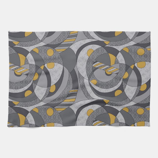 Industrial Spirals – Abstract Grunge-Inspired  Kitchen Towel (Horizontal)