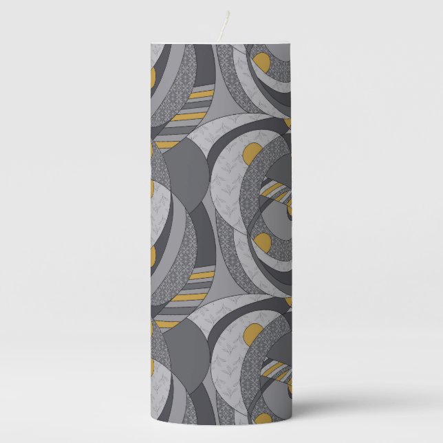 Industrial Spirals – Abstract Grunge-Inspired  Pillar Candle (Front)