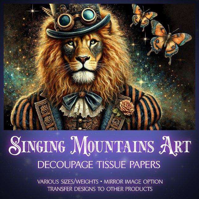 Industrial Steampunk Lion Fantasy Decoupage Tissue Paper (Creator Uploaded)