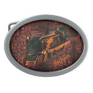 Industrial Steampunk Steam Train   Belt Buckle