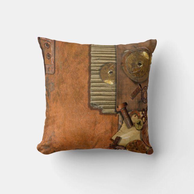 Industrial steampunk theme throw pillow (Front)