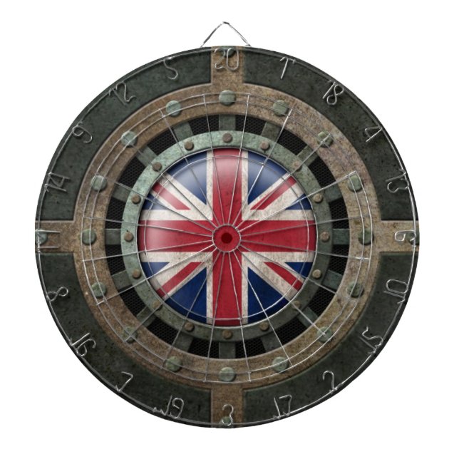 Industrial Steel British Flag Disc Graphic Dart Board (Front)