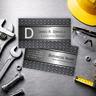 Industrial Steel Diamond Plate Construction Business Card