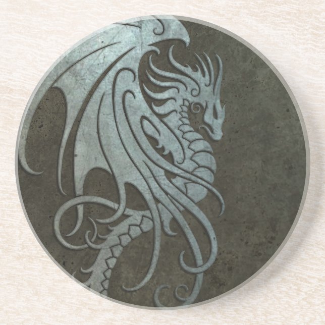 Industrial Steel Flying Dragon - left side Sandstone Coaster (Front)
