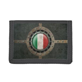 Industrial Steel Italian Flag Disc Graphic Tri-fold Wallet by JeffBartels at Zazzle