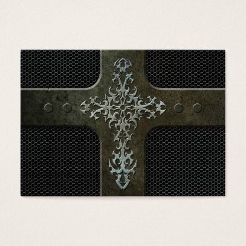 Industrial Steel Mesh Gothic Cross Business Card Templates