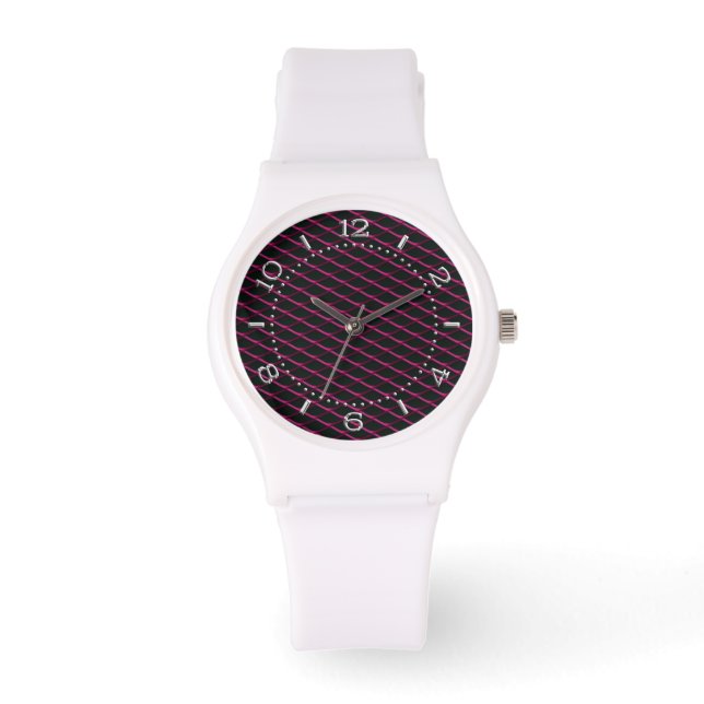 Industrial Steel Mesh in Pearl Metallic Style Dial Watch (Front)