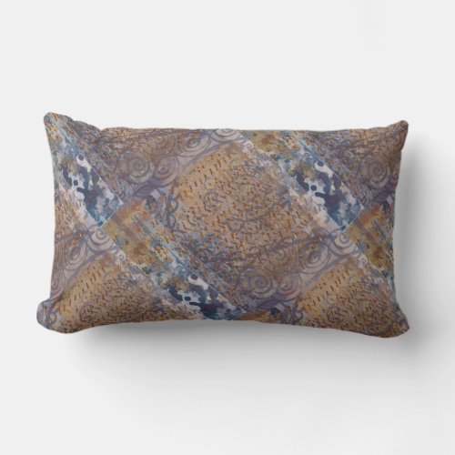Industrial style brown blue grey and faux copper  lumbar pillow