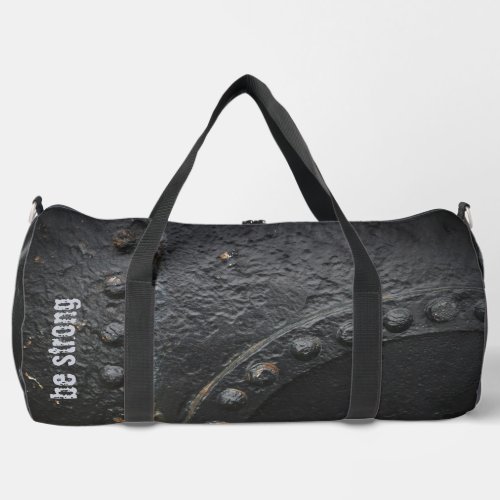 Industrial style minimalist black metal duffle bag