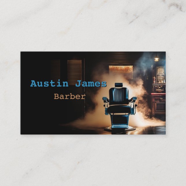 Industrial Style Smoke Theme Barber Business Card (Front)
