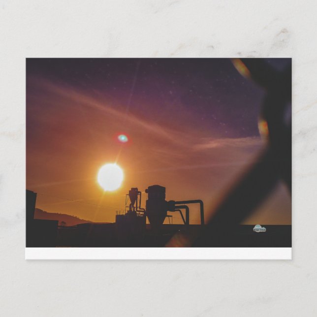 Industrial Sunrise in Welshpool, Wales Postcard (Front)