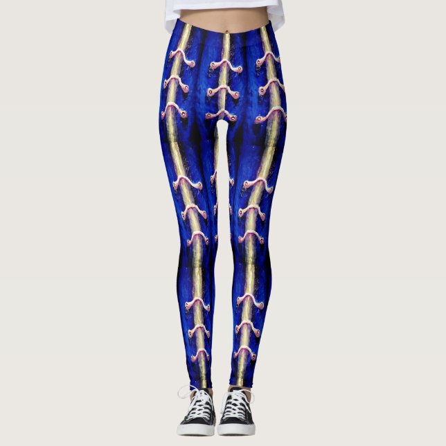 Industrial Urban Royal Blue Abstract Design Leggings (Front)