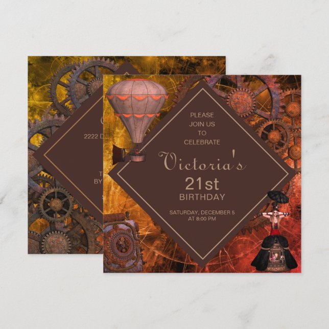 Industrial Vintage Birthday Invitation (Front/Back)