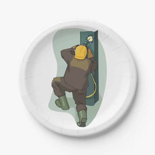 Industrial Welder Welding Metal Plate (Front)