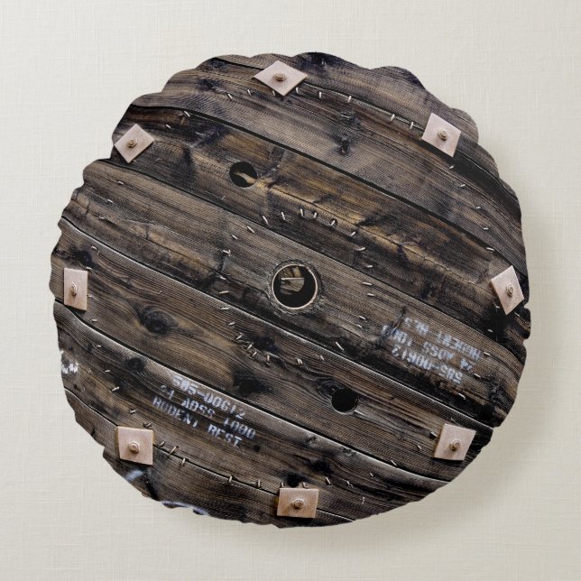 Industrial Wire Spool Round Pillow (Front)