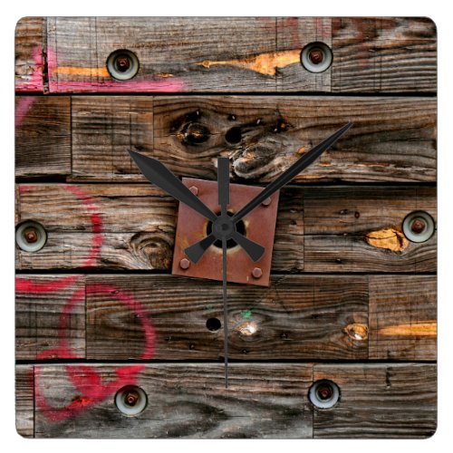 Industrial Wood Rustic Wooden Wire Spool Square Wall Clock