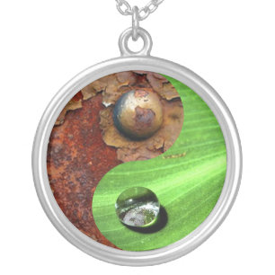 Industry and nature silver plated necklace