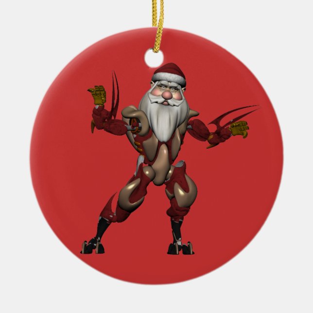 Industry Robot Santa Claus Ceramic Ornament (Front)
