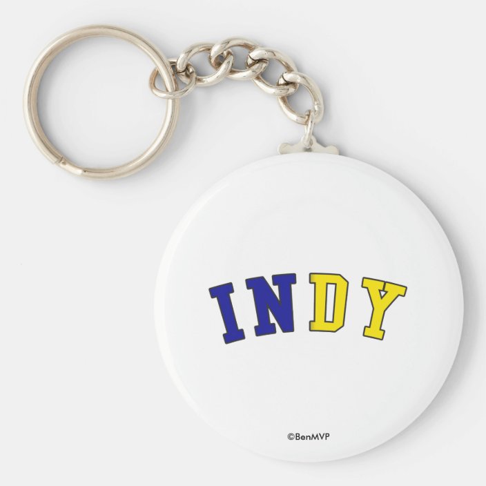 Indy in Indiana State Flag Colors Key Chain