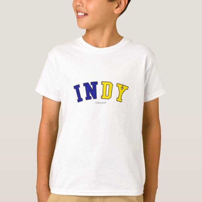 Indy in Indiana state flag colors T-Shirt (Front)