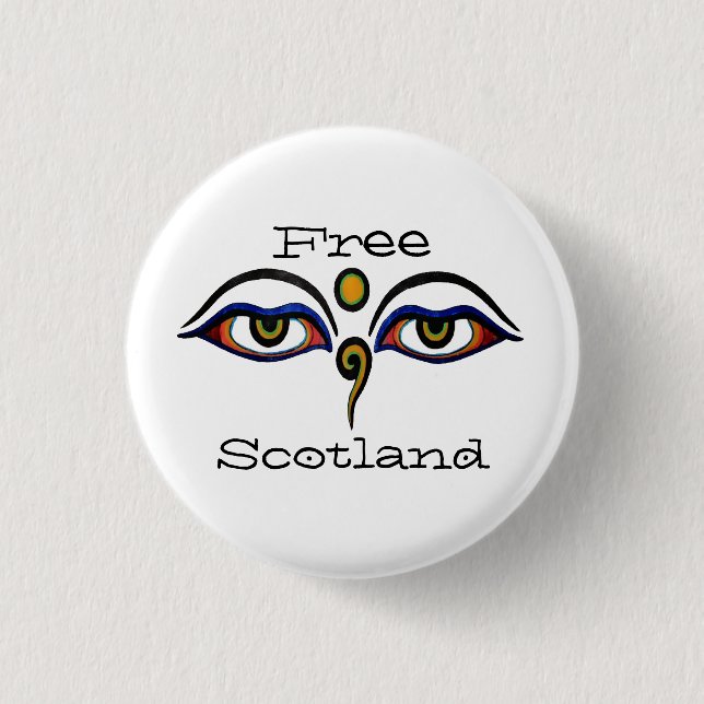 Indy Scotland Buddha Eyes Art Button Badge (Front)