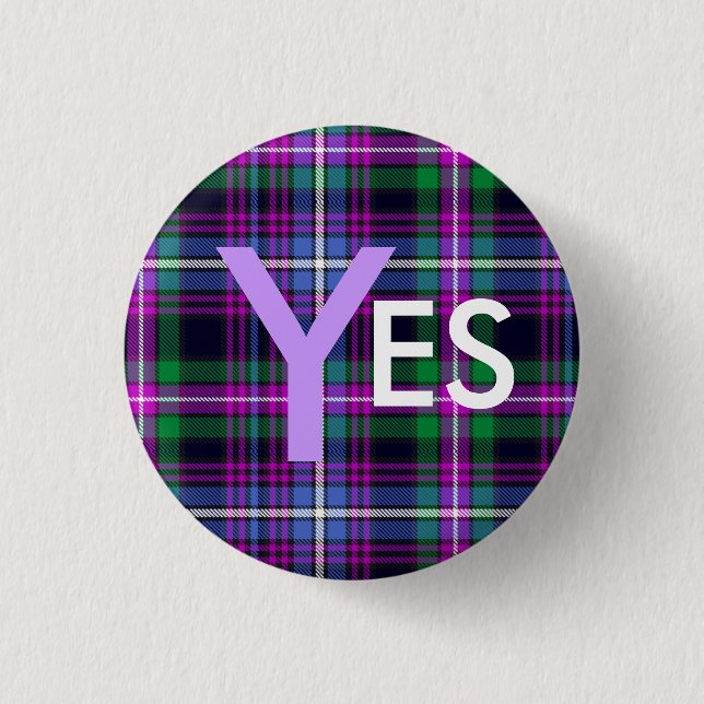 Indy Tartan Yes Scotland Independence Pinback Button (Front)