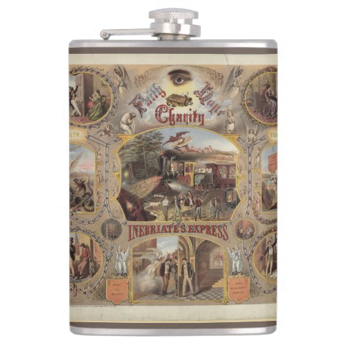 Inebriates Express Vintage Americana Temperance Flask