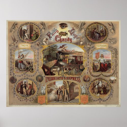 Inebriates Express Vintage Americana Temperance Poster