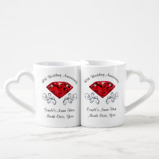 Inexpensive 40 years of Marriage Gift Personalized Coffee Mug Set