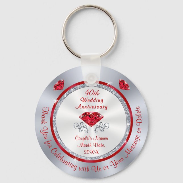 Inexpensive, 40th Anniversary Party Favors Keychain (Front)