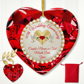 Inexpensive, 40th Wedding Anniversary Gift, Ruby Ceramic Ornament