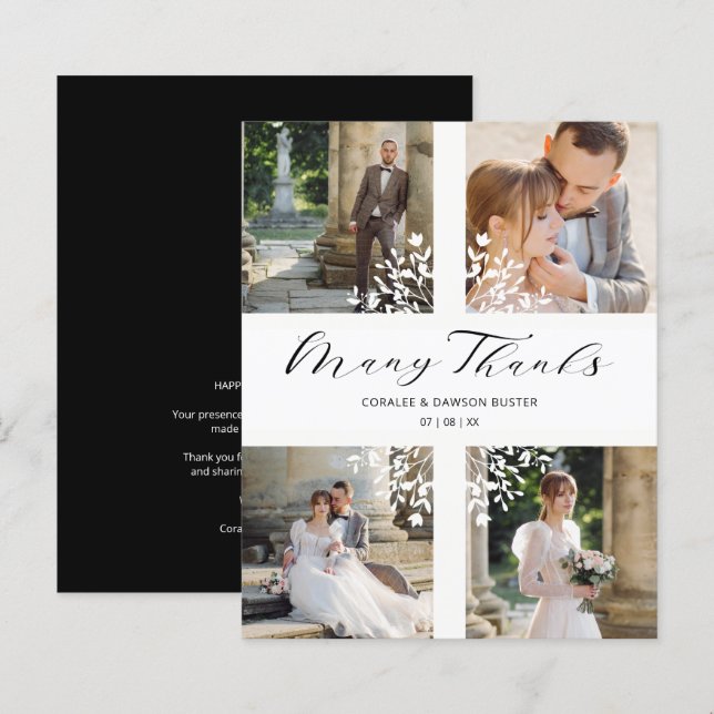 Inexpensive 4 Photos Wedding Thanks Branches (Front/Back)